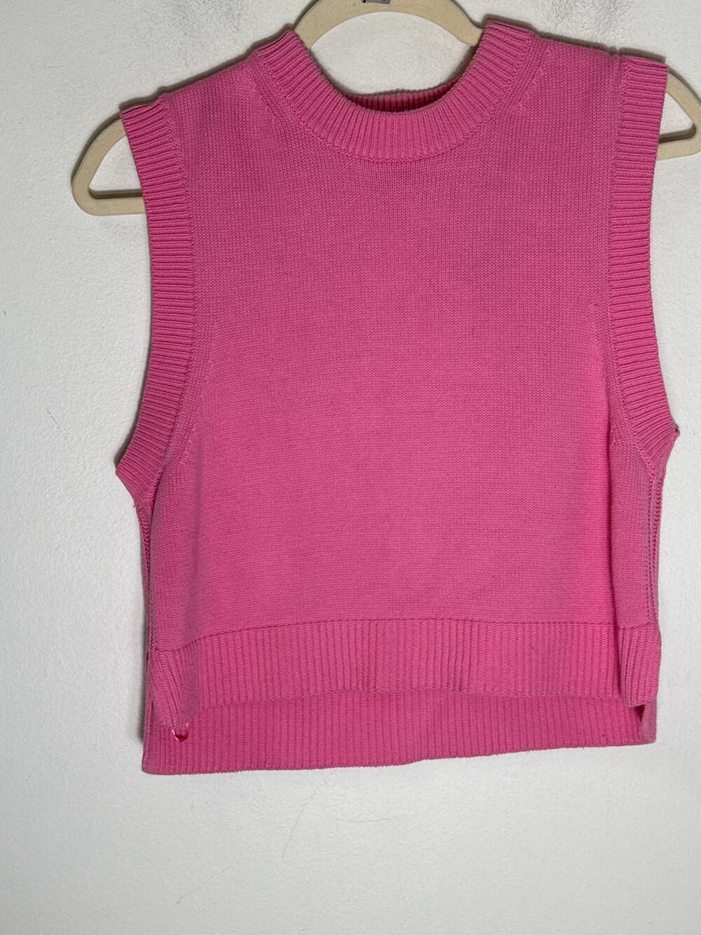 French Connection Classic Pink Sleeveless Cropped Knit Sz M